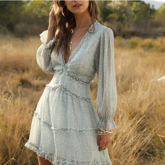 ⭐️Brand new Womens Midi Chiffon V neck Dress- Size Medium⭐️ - Picture 1 of 4